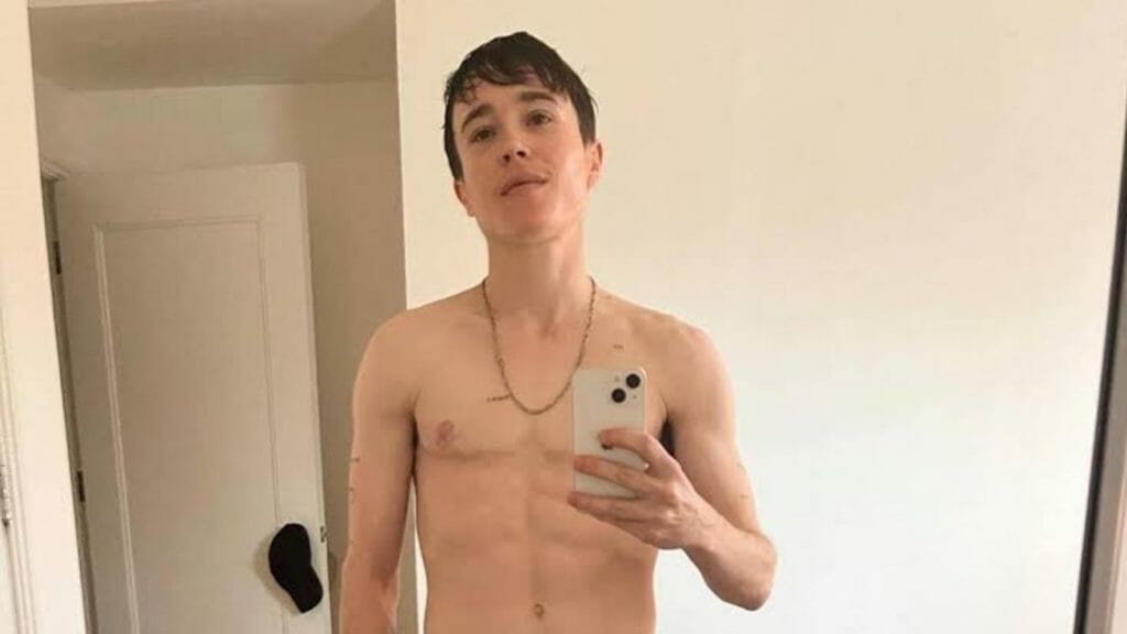 Page's mirror selfie after breast removal surgery 