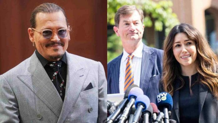 Johnny Depp and his lawyers Ben Chew and Camille Vasquez