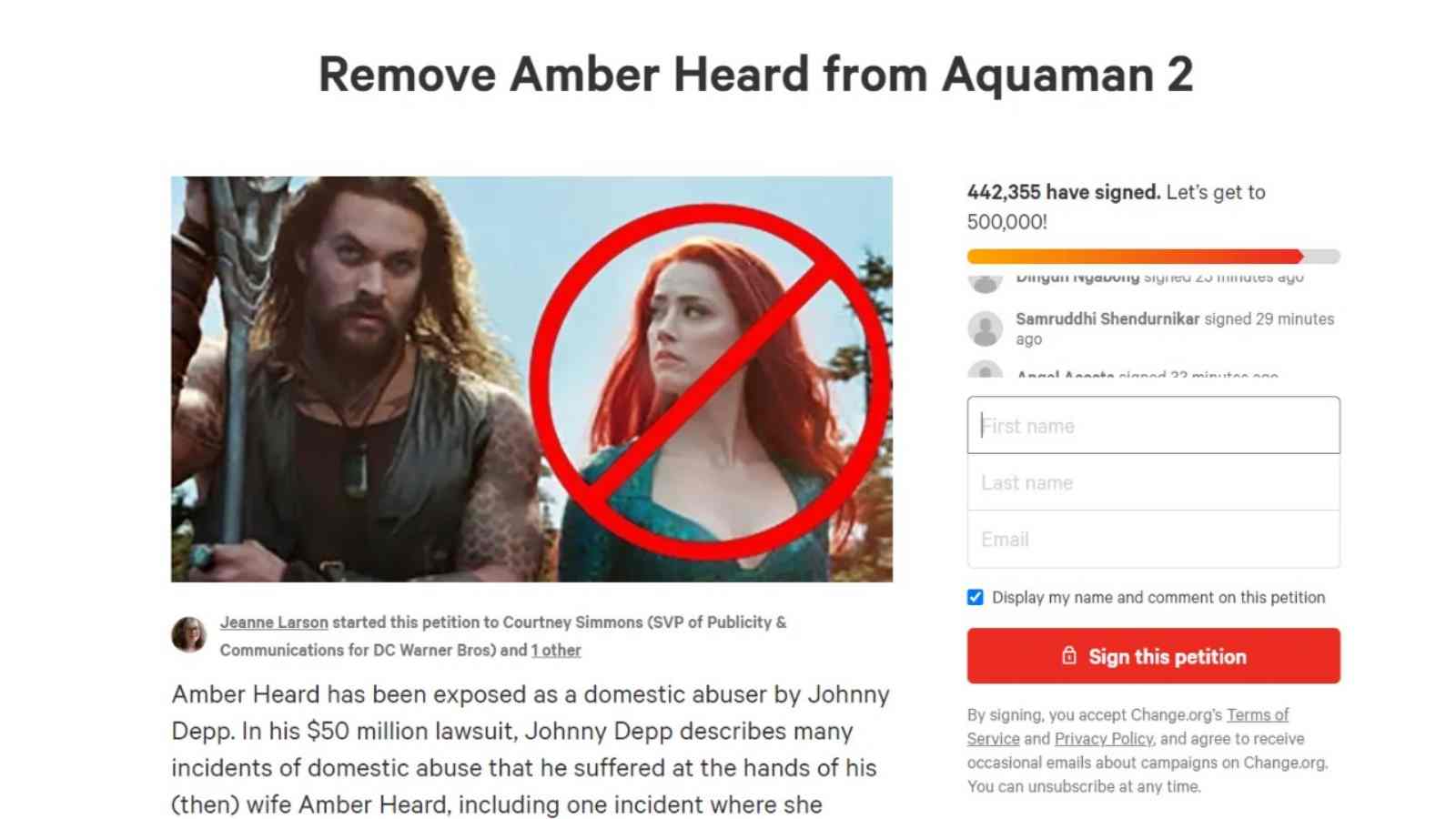 Amber Heard petition grows