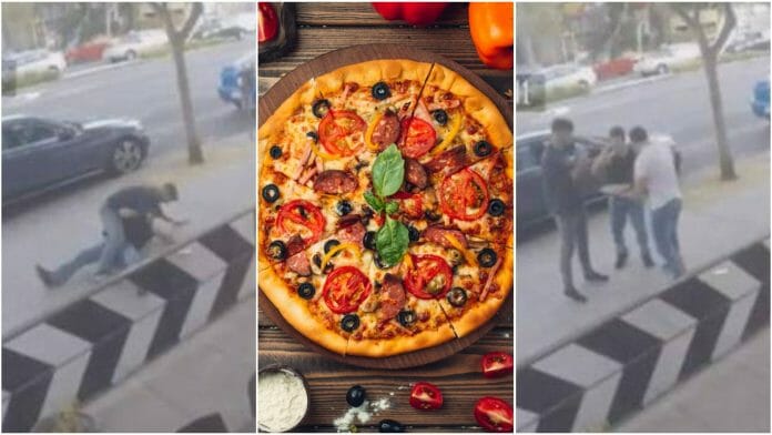 Pizza was used to stop a street fight