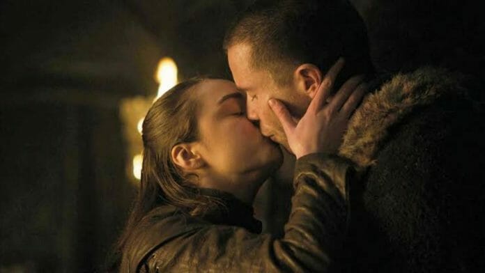 Arya Stark kissing Gendry Baratheon