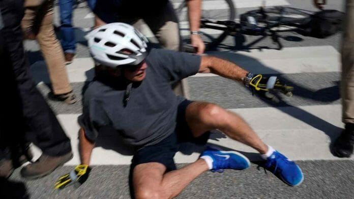 Twitter reacts to US President Joe Biden falling face first from his bike during a campaign