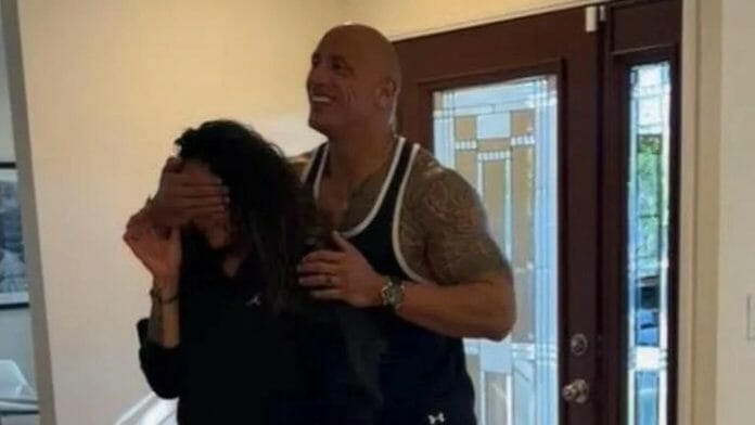 Rock surprises his cousin with a house