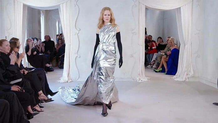 Kidman in a full length silver gown