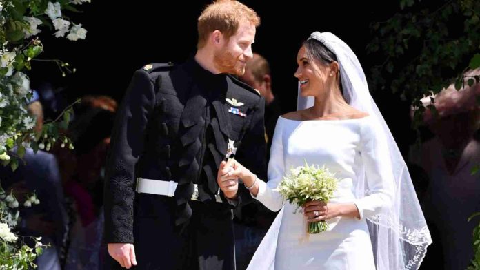 Prince Harry and Meghan Markle at their royal wedding