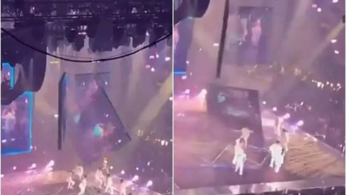 Screen Falls On Boy Band In A Live Show,