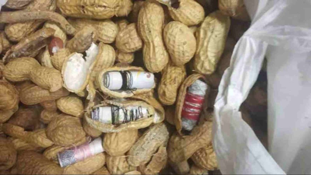 Foreign cureency notes being smuggled in nuts 