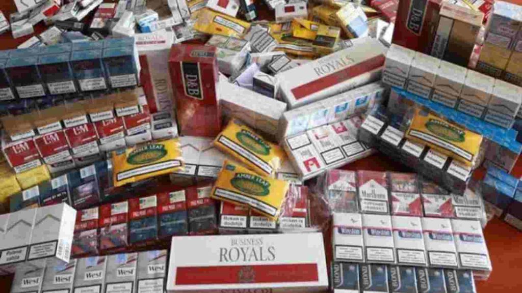 Numerous packets of cigarettes 