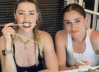Amber Heard with her pal Eve Barlow