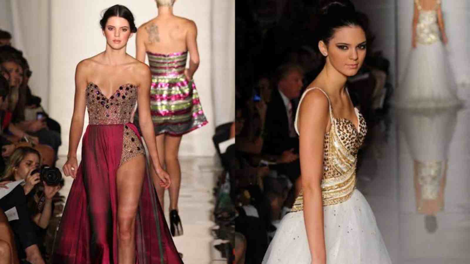 Kendall Jenner at her first runaway, Evening Sherri Hill Spring 2013 show