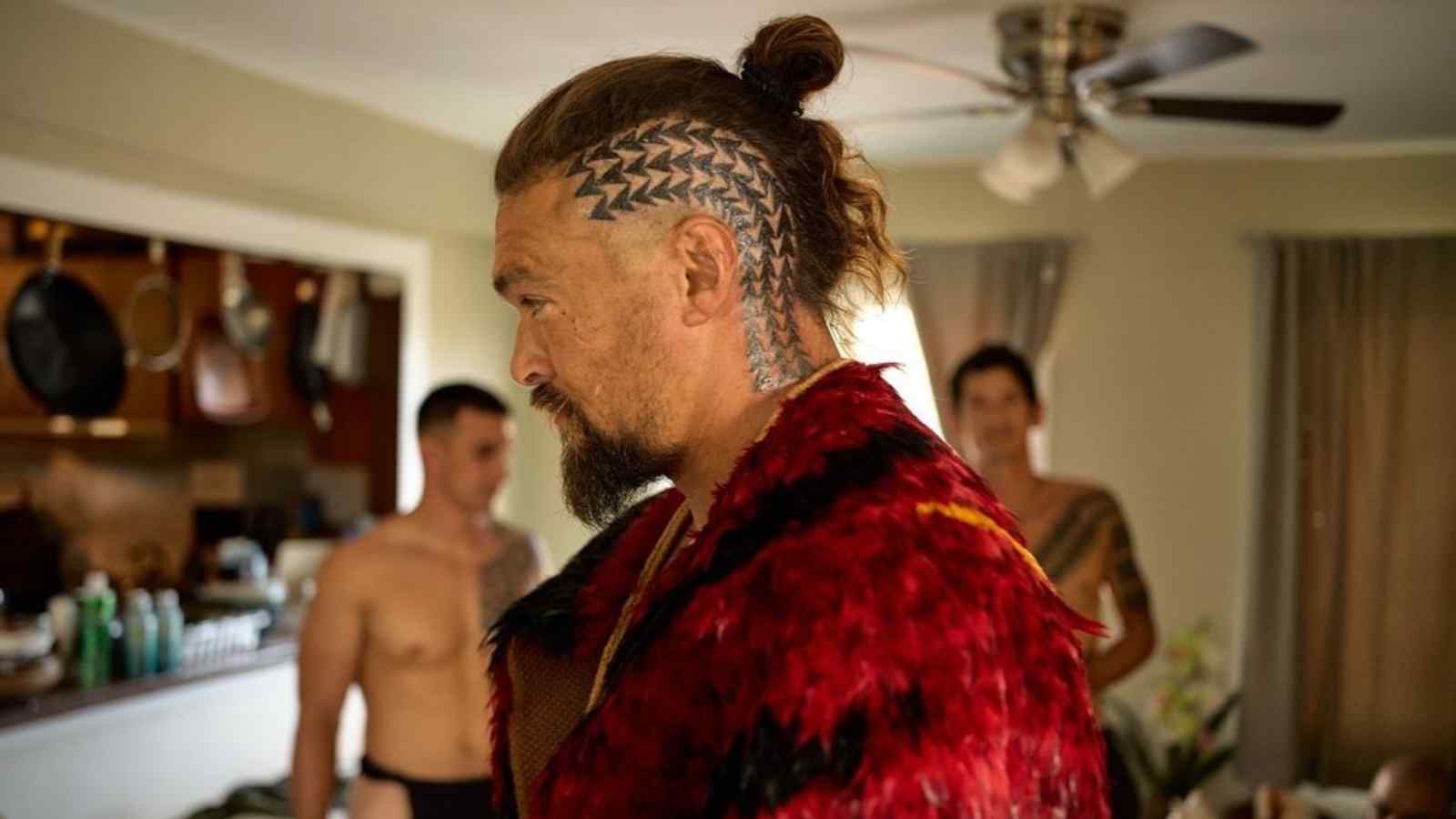 Jason Momoa shows off Hawaiian tribal tattoo on side of his head