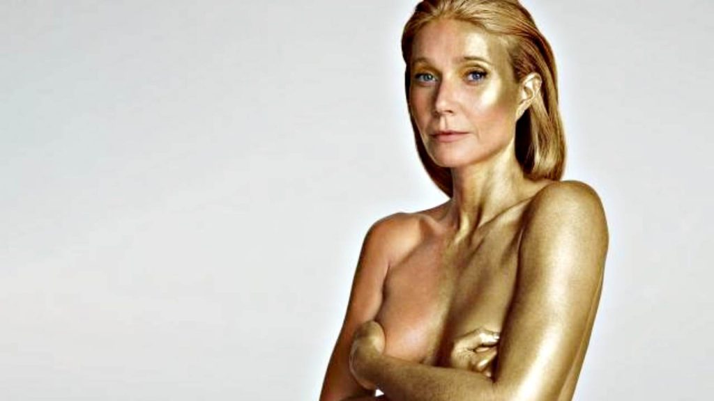 Gwyneth Paltrow poses in gold 