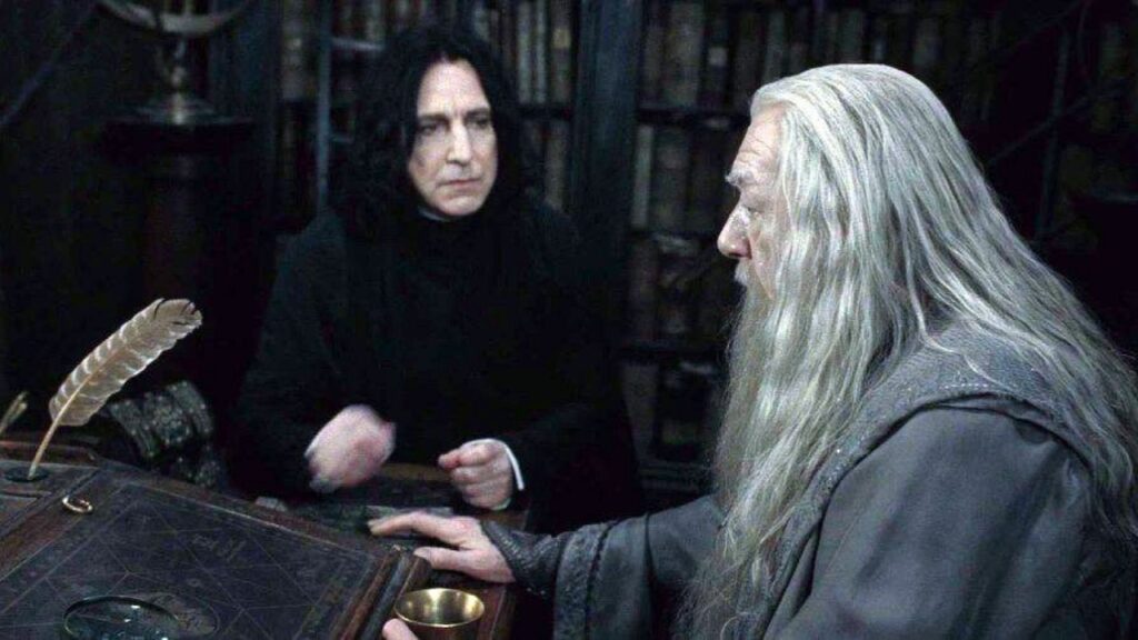 Snape and Dumbledore in 'Harry Potter'