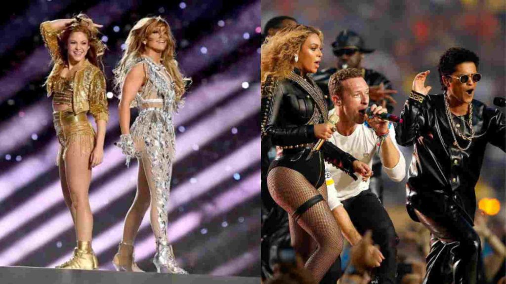 Super Bowl Halftime Shoows: Jennifer Lopez and Shakira, Beyonce 