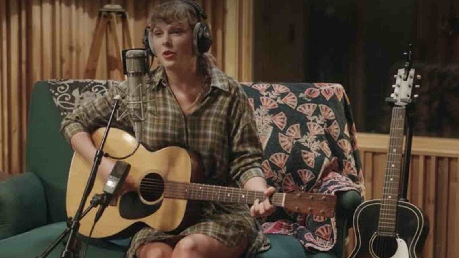 Taylor Swift during the recording sessions of 'folklore'