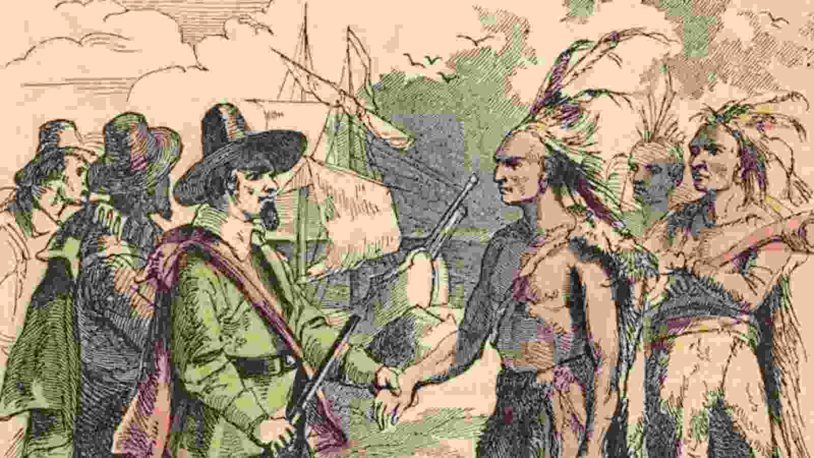 Tisquantum [Squanto] with the new settlers