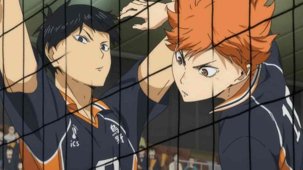Hinata and Kageyama playing volleyball 