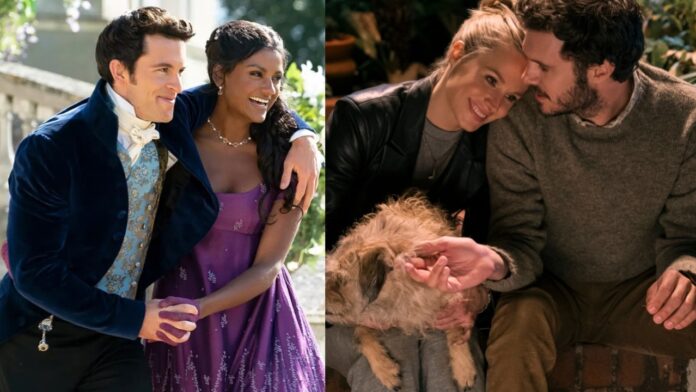 Stills from 'Bridgerton' and 'Nobody Wants This'