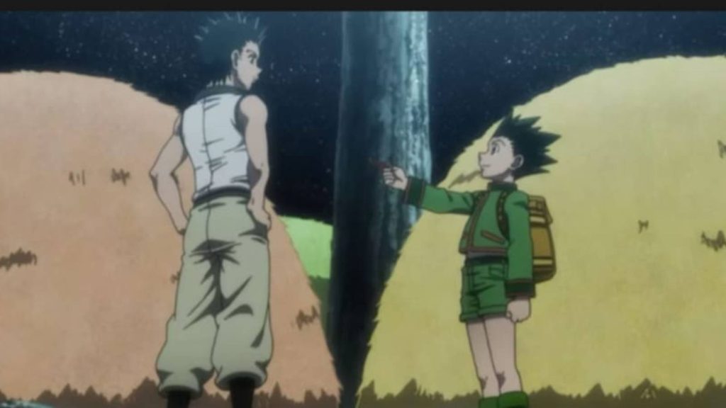 Gon and Ging talking atop the world tree