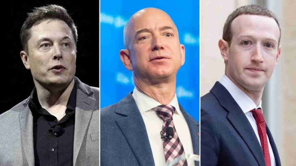 Elon Musk, Jeff Bezos, and Mark Zuckerberg