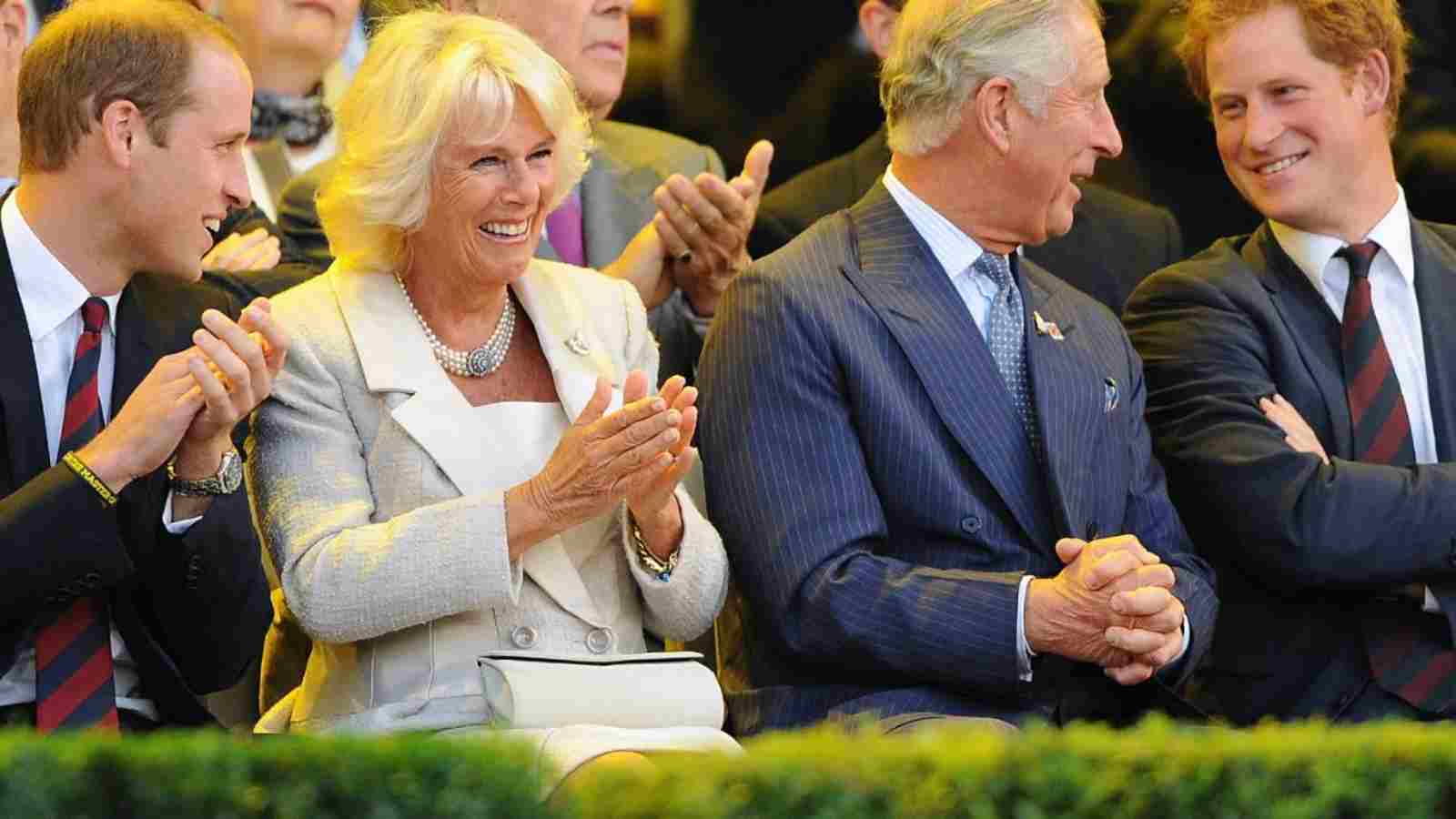 Prince William and Prince Harry with Camilla and Prince Charles