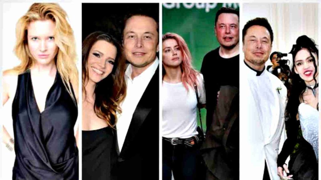 Elon Musk with his wives and girlfriends