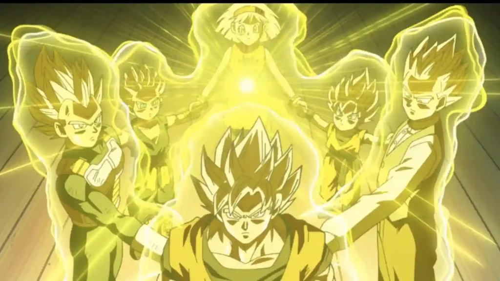 Goku performing the ritual  