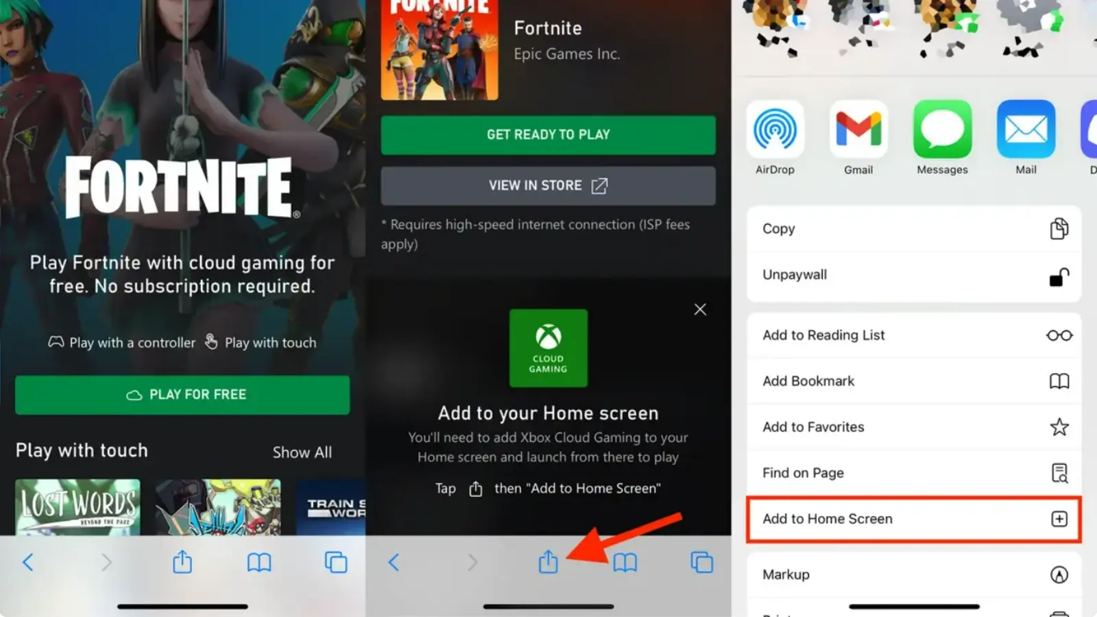 Fortnite on Xbox Cloud Gaming