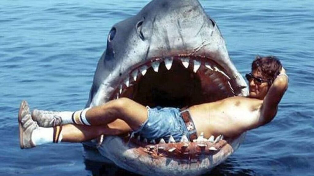 Steven Spielberg during 'Jaws' shoot