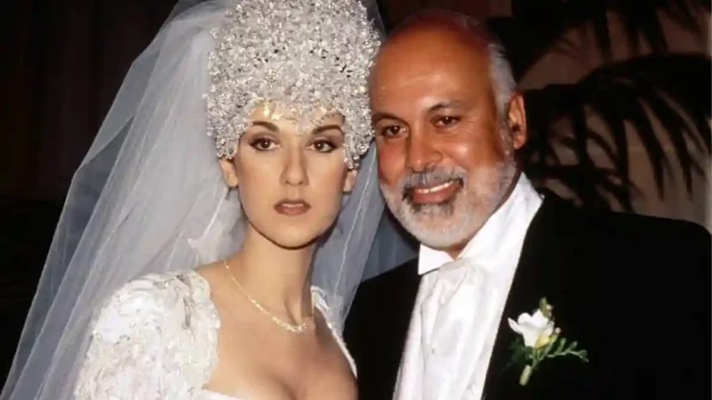 Celine Dion and René Angélil at their marriage 