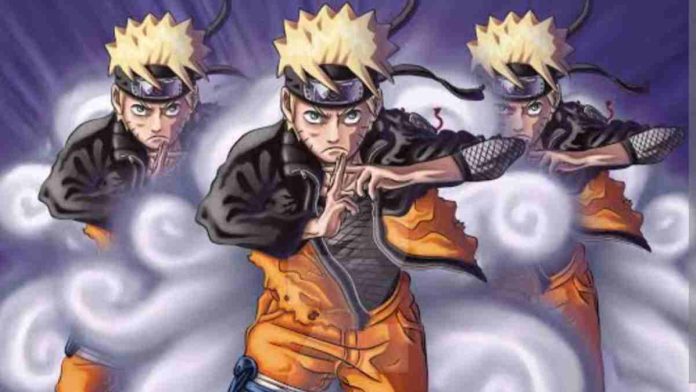 Naruto using the shadow clone jutsu