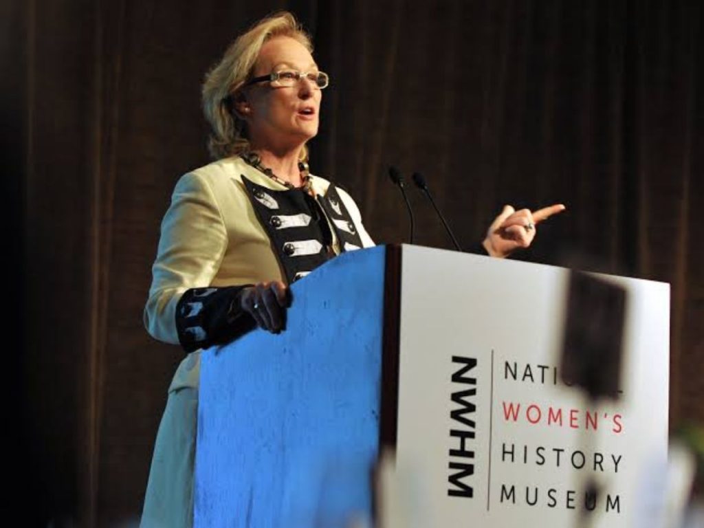Meryl Streep speaking at the National Women's History Museum