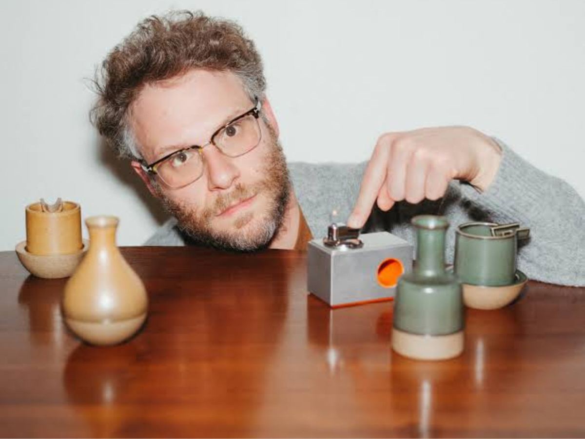 Seth Rogen with 'Houseplant' accessories