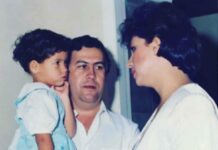 Pablo Escobar with his wife and daughter Manuela Escobar