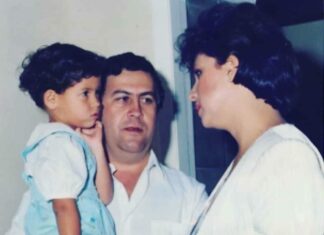 Pablo Escobar with his wife and daughter Manuela Escobar