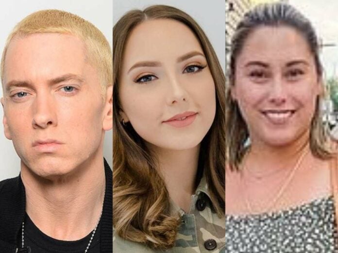 Eminem and his daughters, Hailie Jade (M) and Alaina Marie (R)