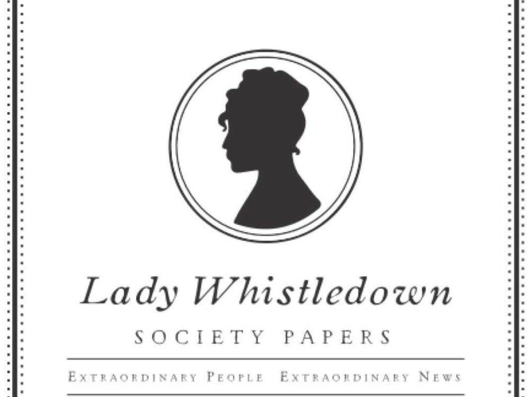 Lady Whistledown Ensemble de papeterie avec 20 feuilles de papier A5 Lady Whistledown Society, 10 enveloppes, 10 autocollants en feuille d'or – Produit sous licence officielle Bridgerton