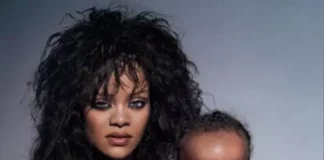 Rihanna with her baby for British Vogue cover