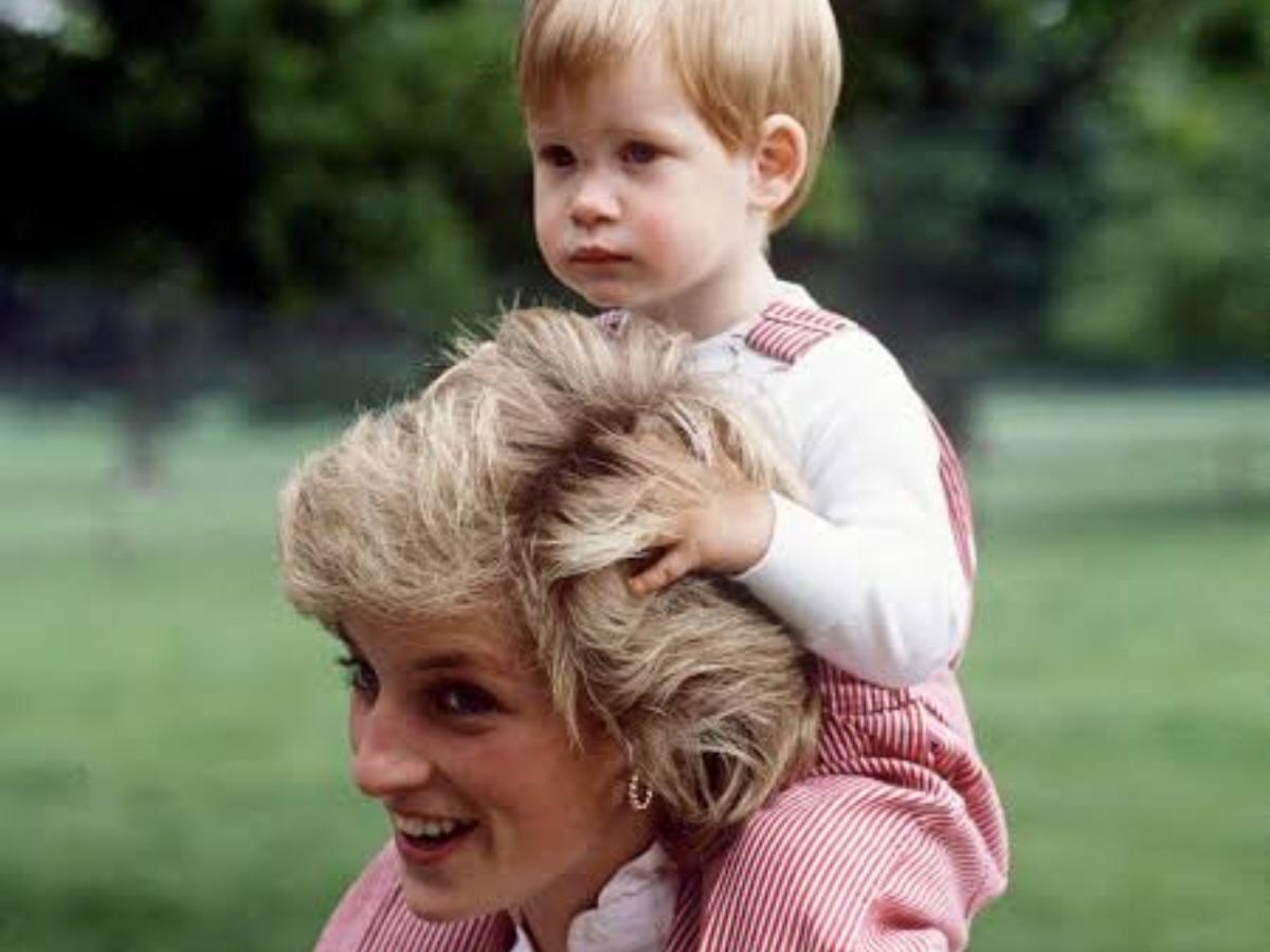Princess Diana and Prince Harry during his young days