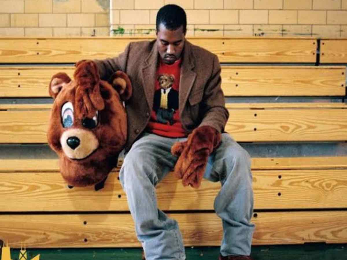 Kanye West during the shoot of 'The College Dropout' album cover