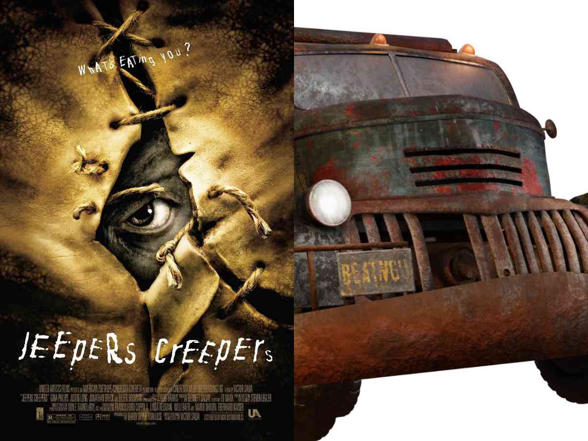 Left - Jeepers Creepers poster, Right - Front view of the truck