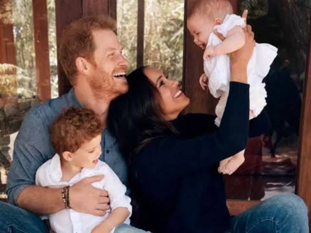 Prince Harry with Meghan Markle, Lilibet, and Archie