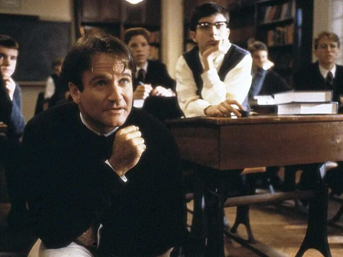 Robin Williams as Mr. Keating in 'Dead Poets Society'