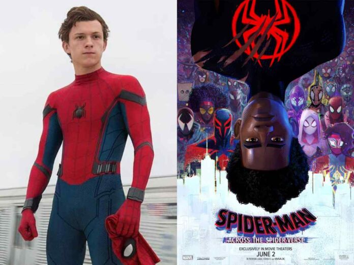 Left - Tom Holland, Right - Spider-Man: Across the Spider Verse