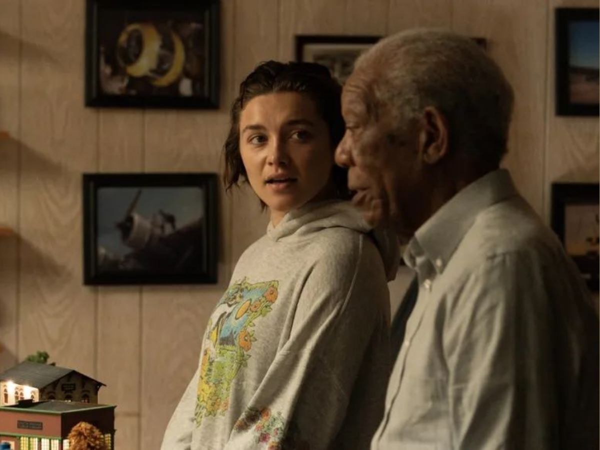 Allison (Florence Pugh) and Daniel (Morgan Freeman) in 'A Good Person'