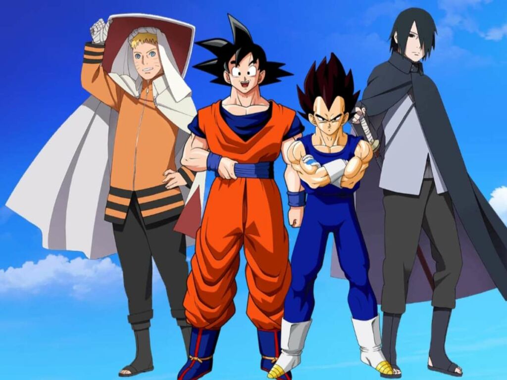 Naruto, Goku, Vegeta and Sasuke