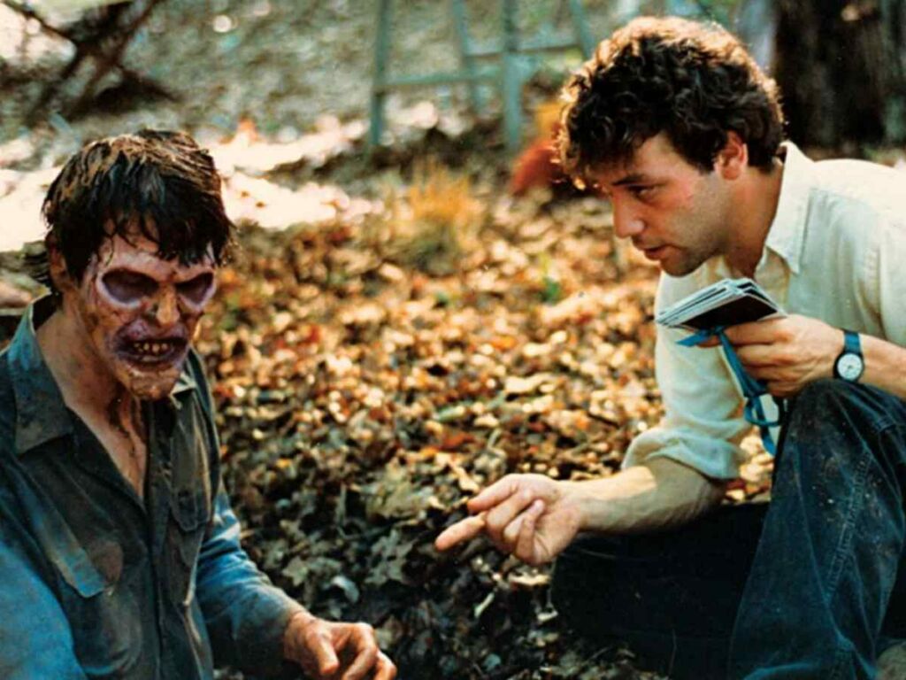 Sam Raimi directing his iconic horror film