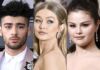 Left - Zayn Malik, Middle - Gigi Hadid, Right - Selena Gomez