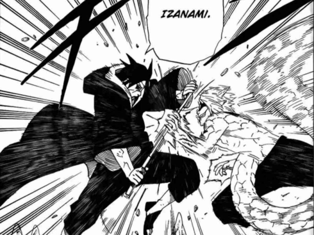 Itachi using Izanami on Kabuto
