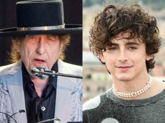 Timothée Chalamet and Bob Dylan